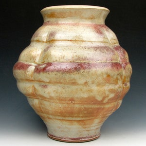 Vessel with Ridges Shino Vase Shiny Multi-colored Gold Luster Shino 8.5 x 7.5 x 7.5 Goneaway Pottery V5636 image 8