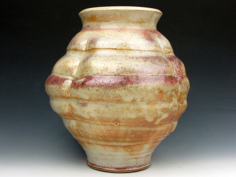 Vessel with Ridges Shino Vase Shiny Multi-colored Gold Luster Shino 8.5 x 7.5 x 7.5 Goneaway Pottery V5636 image 8