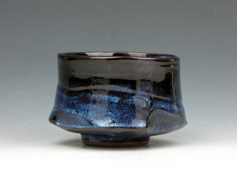 Blue Tea Bowl Yunomi Tea Coffee Whiskey Wine Whatever Stoneware Cup 5 oz. 2.5 x 3 x 3 Goneaway Pottery Y5201 image 3