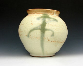 Vase - Sunshine Yellow - Dancing Figure - Green - 7" x 7" x 7" - Goneaway Pottery - (V6087)