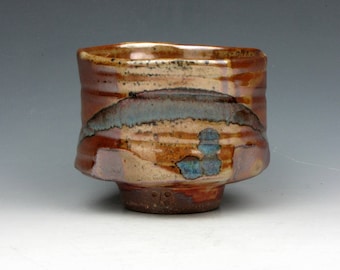 Cup - Yunomi - Tea Bowl - Whiskey - Wine - Whatever - Shino - Stoneware - 6 oz.  - 2.5" x 3" x 3" - Goneaway Pottery - (Y3386)