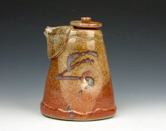 Oil Jar - Soy Sauce Jar - Flask - Kitchen or Table - 12 oz. - 5.5" x 4.5" x 3" - Goneaway Pottery - (OC3829)