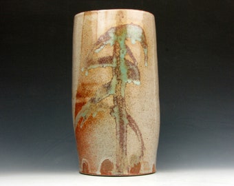 Vase - Altered - Gold Luster Shino - Shiny - Dancing Figure - Ceramic - 8.5" x 4.5" x 4" - Goneaway Pottery - (VA6009)