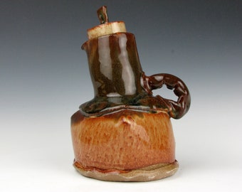 Menage - Öl - Essig - Küche - Stopper - Griff - Kochen - Servieren - 7,5 "x 5,5" x 4,5" - 16 Unzen. - Goneaway Pottery - (CR9357)