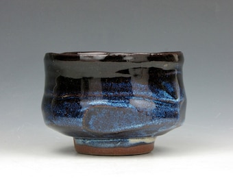 Blue Tea Bowl - Yunomi - Tea - Coffee - Whiskey - Wine - Whatever - Stoneware - Cup - 6 oz. - 2.5 x 3.5 x 3.5 - Goneaway Pottery - (Y5168)