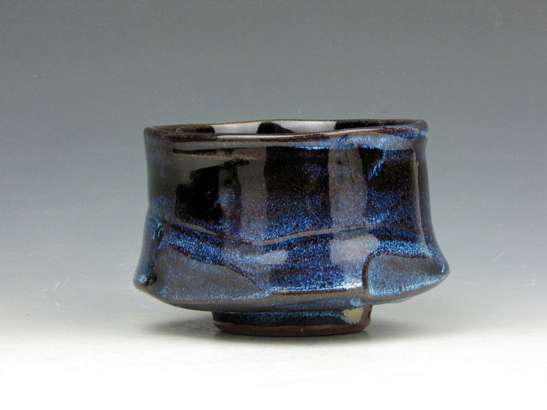 Blue Tea Bowl Yunomi Tea Coffee Whiskey Wine Whatever Stoneware Cup 5 oz. 2.5 x 3 x 3 Goneaway Pottery Y5201 image 5