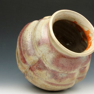 Vessel with Ridges Shino Vase Shiny Multi-colored Gold Luster Shino 8.5 x 7.5 x 7.5 Goneaway Pottery V5636 image 9