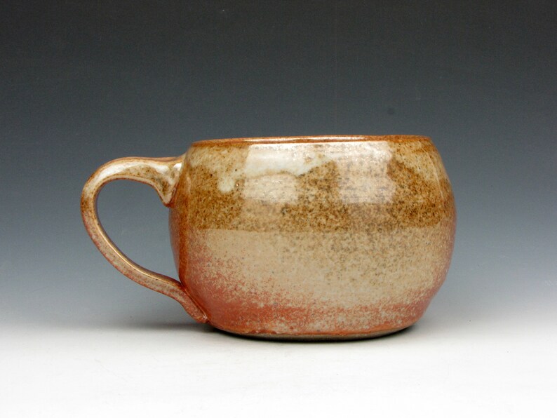 Huge Mug Shino Gold Luster Shino Coffee Tea Soup Cup 3.5 x 6.5 x 5 19 oz Goneaway Pottery M3161 image 6