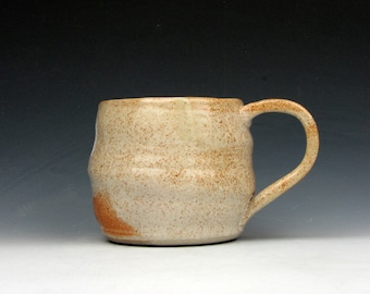 Large Mug - Shino - Gold Luster Shino - Coffee - Tea - Soup - Cup - 3.5" x 5.5" x 4" - 13 oz - Goneaway Pottery - (M6050)