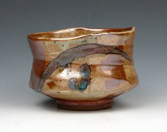 Cup - Yunomi - Large - Tea Bowl - Whiskey - Wine - Whatever - Shino - Stoneware - 9 oz.  - 3" x 4" x 4" - Goneaway Pottery - (Y3437)