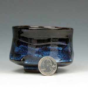 Blue Tea Bowl Yunomi Tea Coffee Whiskey Wine Whatever Stoneware Cup 5 oz. 2.5 x 3 x 3 Goneaway Pottery Y5201 image 2