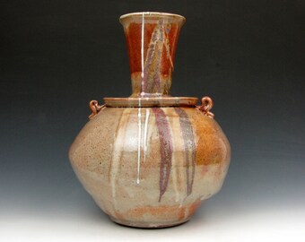 Bottle - "Funnel pot" - Altered - Gold Luster Shino - Vase - 10" x 7" x 7" - Goneaway Pottery - (V6198)