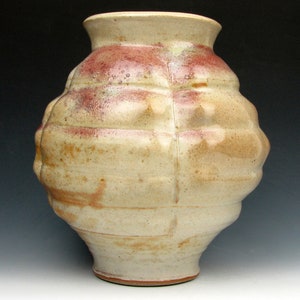 Vessel with Ridges Shino Vase Shiny Multi-colored Gold Luster Shino 8.5 x 7.5 x 7.5 Goneaway Pottery V5636 image 4