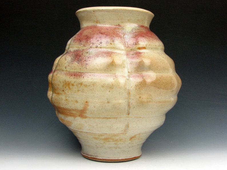 Vessel with Ridges Shino Vase Shiny Multi-colored Gold Luster Shino 8.5 x 7.5 x 7.5 Goneaway Pottery V5636 image 4