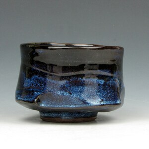 Blue Tea Bowl Yunomi Tea Coffee Whiskey Wine Whatever Stoneware Cup 5 oz. 2.5 x 3 x 3 Goneaway Pottery Y5201 image 1