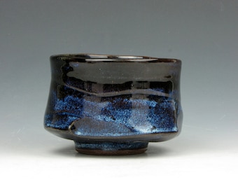 Blue Tea Bowl - Yunomi - Tea - Coffee - Whiskey - Wine - Whatever - Stoneware - Cup - 5 oz. - 2.5 x 3 x 3 - Goneaway Pottery - (Y5201)