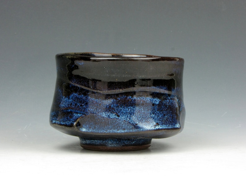 Blue Tea Bowl Yunomi Tea Coffee Whiskey Wine Whatever Stoneware Cup 5 oz. 2.5 x 3 x 3 Goneaway Pottery Y5201 image 1