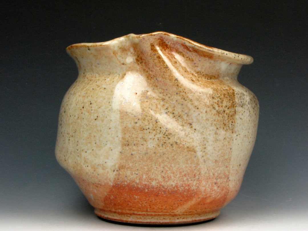 Vessel With Folded Rim and Finger - Shino - Vase - Shiny - Gold Luster ...
