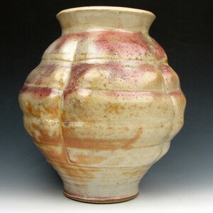Vessel with Ridges Shino Vase Shiny Multi-colored Gold Luster Shino 8.5 x 7.5 x 7.5 Goneaway Pottery V5636 image 3