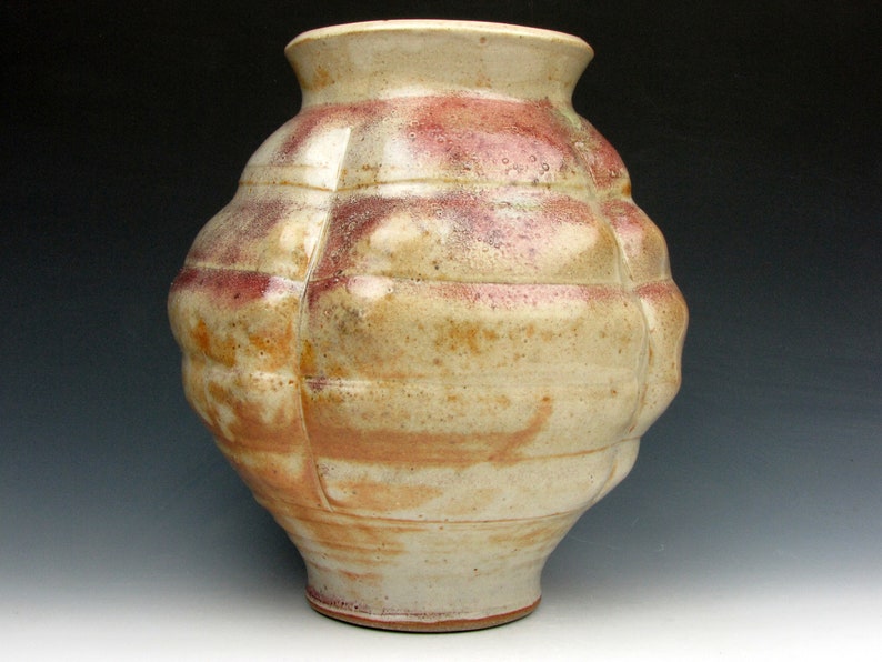 Vessel with Ridges Shino Vase Shiny Multi-colored Gold Luster Shino 8.5 x 7.5 x 7.5 Goneaway Pottery V5636 image 3