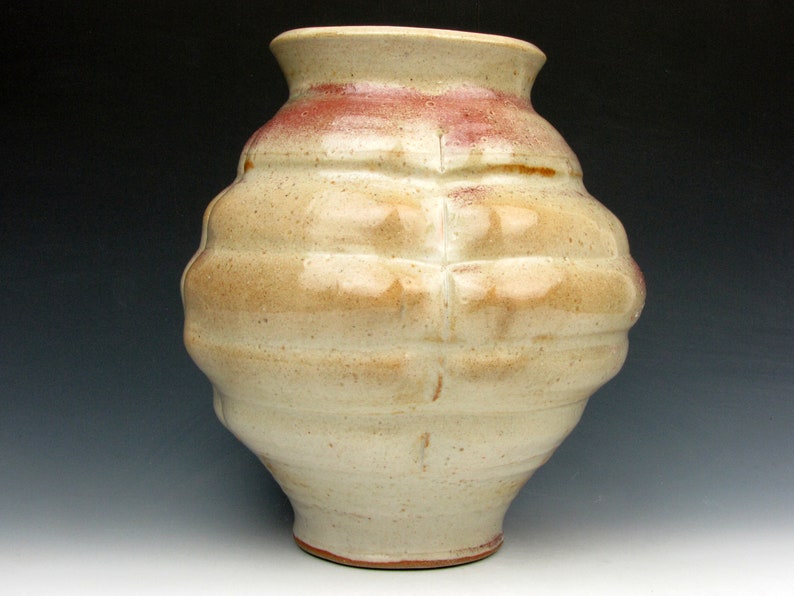 Vessel with Ridges Shino Vase Shiny Multi-colored Gold Luster Shino 8.5 x 7.5 x 7.5 Goneaway Pottery V5636 image 6