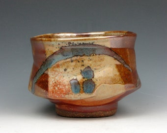 Cup - Yunomi - Large - Tea Bowl - Whiskey - Wine - Whatever - Shino - Stoneware - 10 oz.  - 3" x 4" x 4" - Goneaway Pottery - (Y3448)