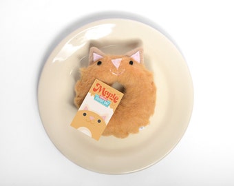 Mini Donut Cat Handmade Plush Toy - Maple Furrrosted (Kawaii Plush, Plush Donut, Plush Cat, Made In Seattle, Maple Donut)