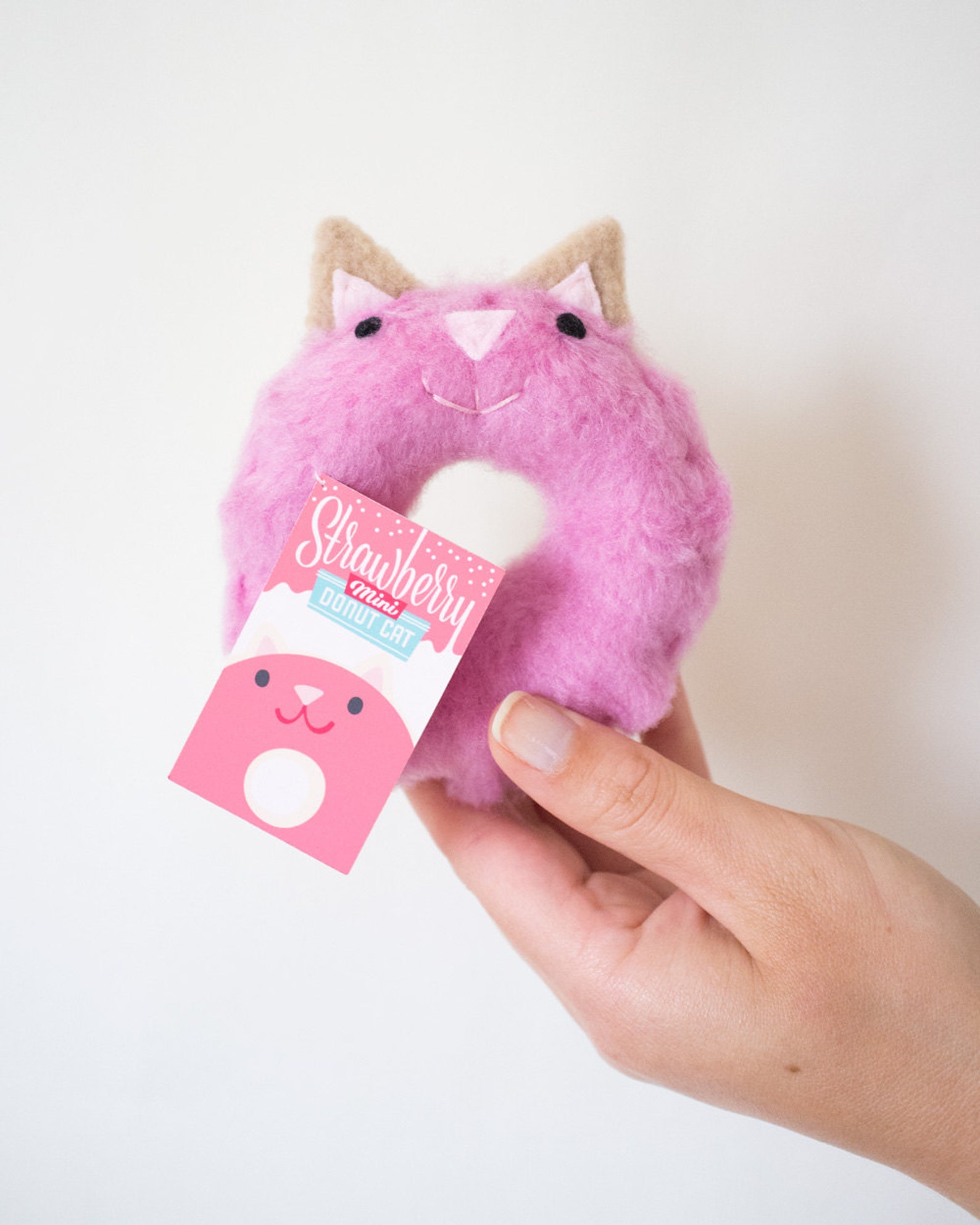 Mini Donut Cat Handmade Plush Toy Strawberry Furrrosted | Etsy