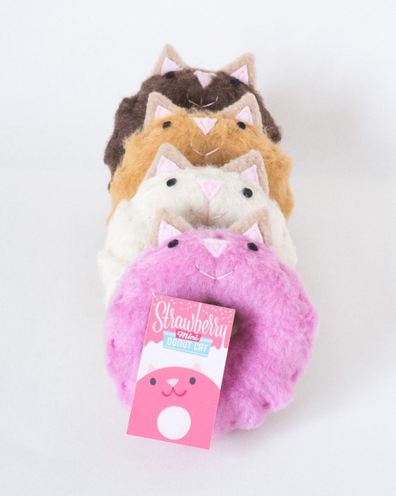 images Donut Cat Stuffed Animal mini donut cat handmade plush toy maple furrrosted kawaii plush plush donut plush cat made in seattle maple donut