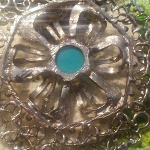 Silver and Faux Turquoise Statement Necklace image 4