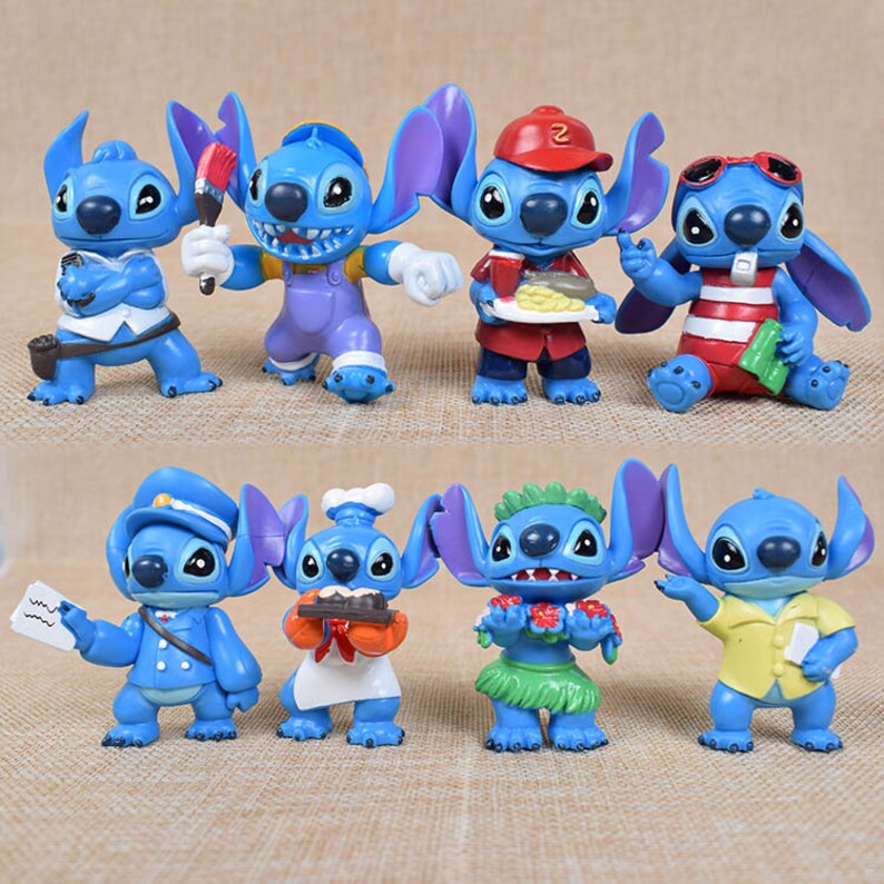 Cake Topper 8 Pcs Lilo Stitch 8 Figure Set Custom Wedding Etsy