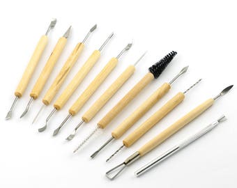 11 pcs Pottery Clay Sculpture Wax Carving Ceramics Tool Kit Set