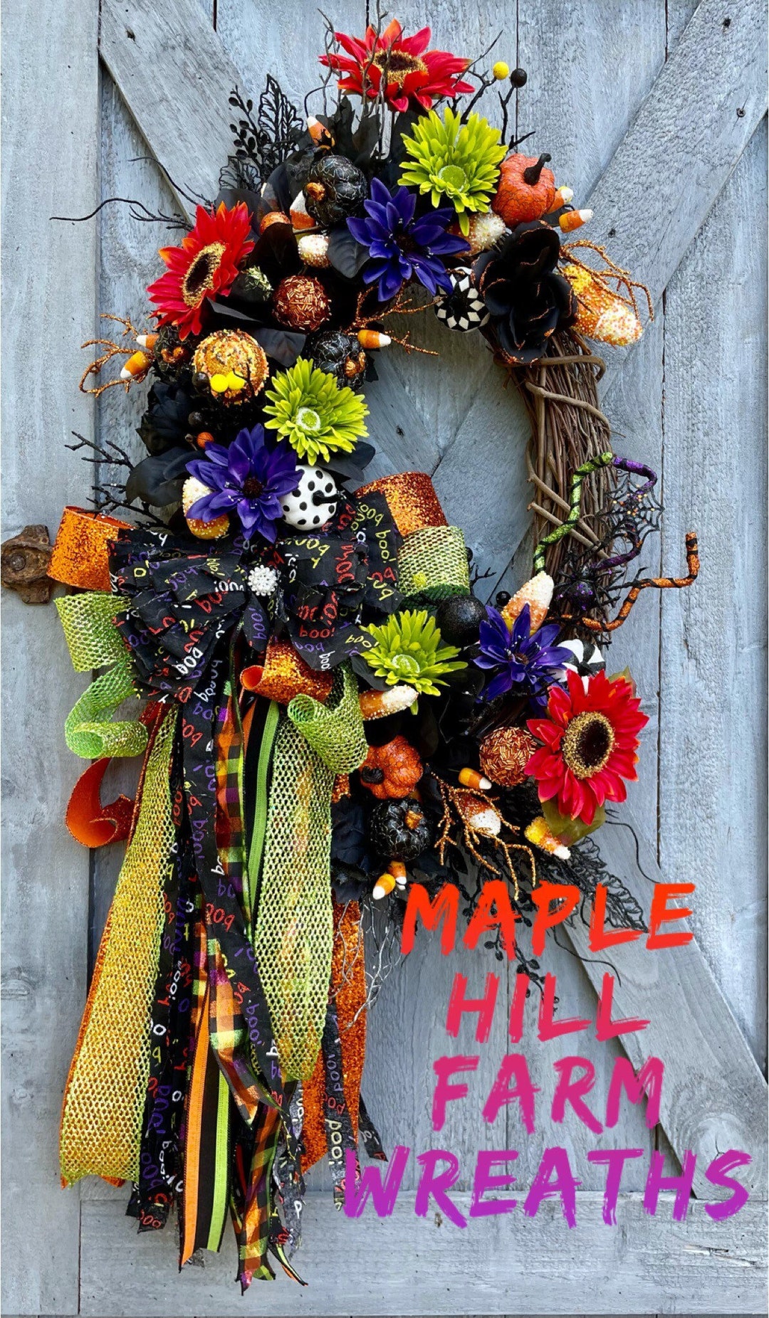 Halloween Grapevine Halloween Wreath Glitzy Glam Sparkly Etsy