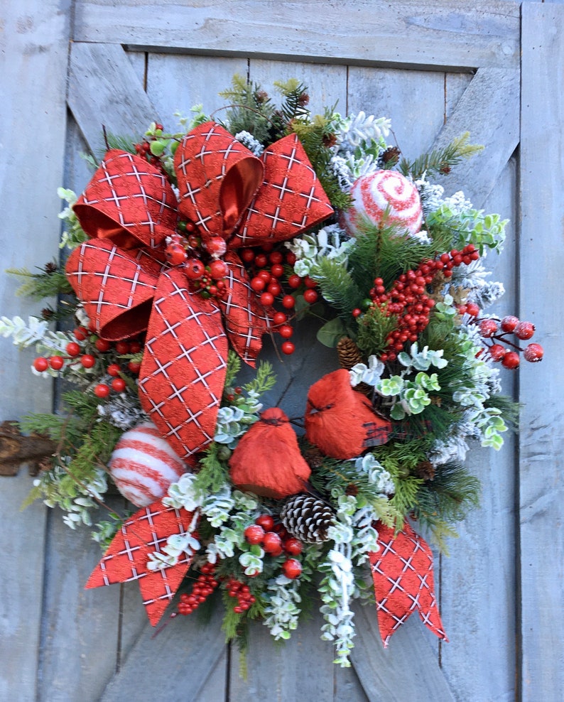 Christmas Wreath Cardinal Wreath Winter Wreath Red Bird | Etsy