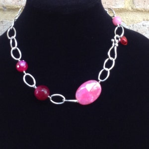 Big Silver Links and Chunky Gemstone Necklace. image 2