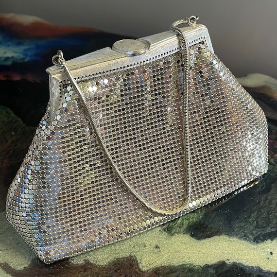 RARE Vintage Antique Oroton Silver Mesh Clutch Pu… - image 1