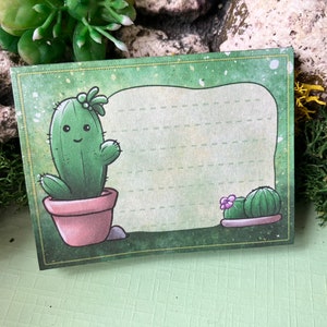 Mini Notepad, Handmade Cactus Note Pad, Memo Pad with 50 Pages for Notetaking or use with your Planner, Journal, Bujo, or Scrapbooking