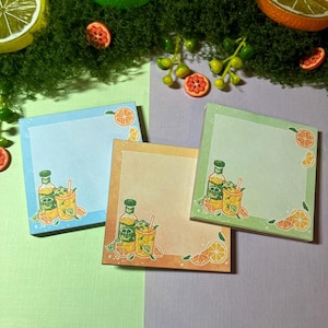 Small Summery Citrus Pattern Notepad, Memo Pad with 50 Pages for Notetaking or use with your Planner, Journal, Bujo, or Scrapbooking