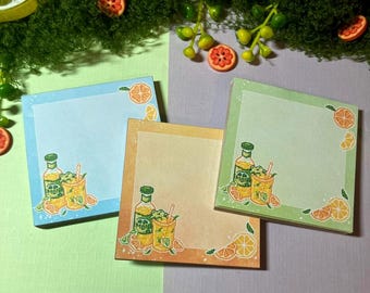 Piccolo blocco note estivo con motivo a agrumi, 50 pagine per prendere appunti o da utilizzare con agenda, diario, bullet journal o scrapbooking.