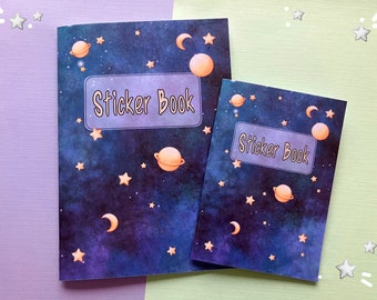 Reusable Blank A5 Stickerbook, Handmade Cute Galaxy Sticker Book with 40 Pages for safekeeping and collecting of your favorite Stickers