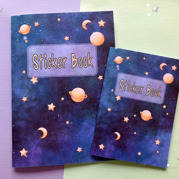 Herbruikbaar blanco A5 stickerboek, handgemaakt schattig stickerboek met sterrenstelselthema en 40 pagina's om je favoriete stickers veilig in te bewaren en te verzamelen.