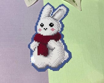 Cute Pixel Snow Bunny Waterproof Vinyl Sticker