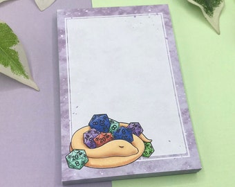 Cute Notepad, Handmade D20 Dice Snake Note Pad, Memo Pad with 50 Pages for Notetaking or use with your Planner, Journal, Bujo, Scrapbooking
