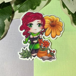 Autocollant imperméable mignon de vinyle de fille de fleur