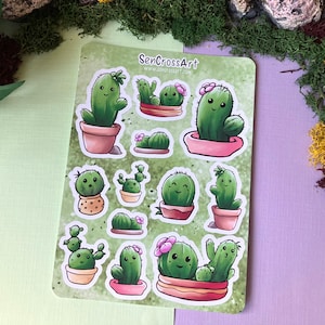 Linda hoja de pegatinas de cactus