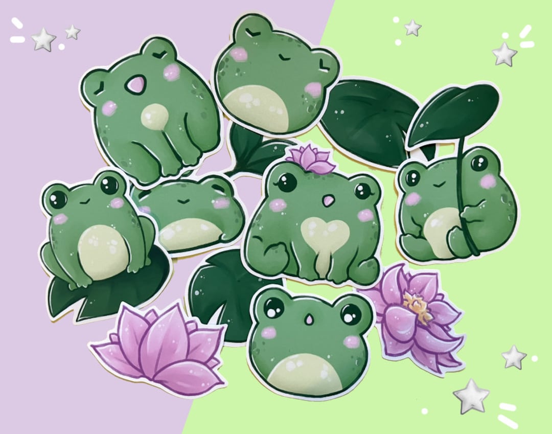 Cute Frogs Sticker Pack - Etsy