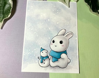 Cute Snow Bunny Art Print