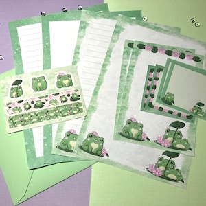 Cute Letter Set, Frog Letter Set, 12 piezas Penpal Set