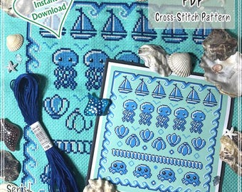 Sealife Sampler - Cross Stitch Pattern, PDF download