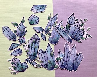 Glitter Crystals Sticker Pack, Holographic Vinyl Stickers